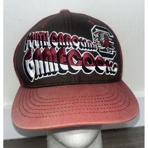 South Carolina Gamecocks Snapback Mesh Trucker Hat Top Of The World White Red
